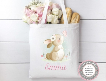 Preview: zuckersüßes Babylätzchen Hase Wunschname Name Geschenk Geburt Taufe Mitbringsel Geburtstag Lüttentüddel®